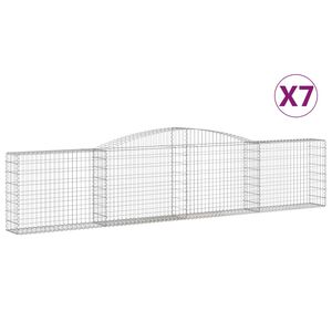 vidaXL 7 db &iacute;ves horganyzott vas gabion kos&aacute;r 400x30x80/100 cm