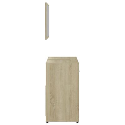 vidaXL fehér és sonoma-tölgy színű szerelt fa fürdőszobai bútorszett