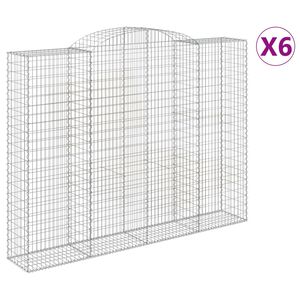vidaXL 6 db &iacute;ves horganyzott vas gabion kos&aacute;r 300x50x220/240 cm