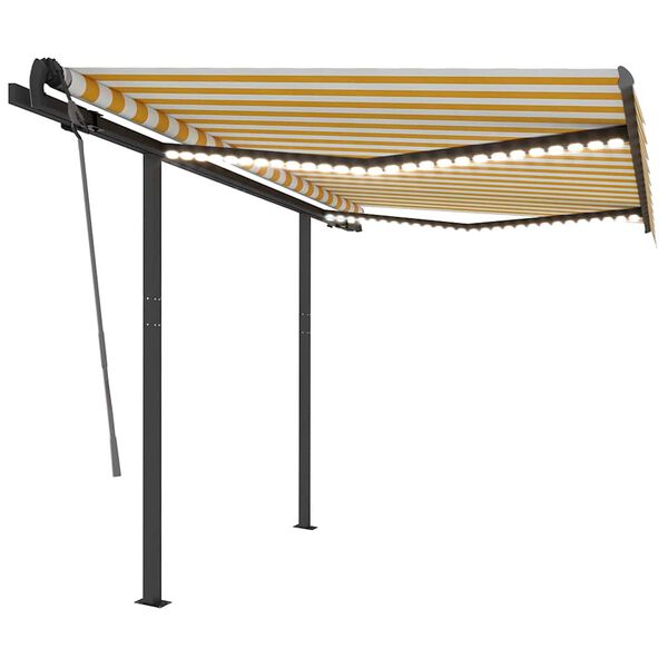 vidaXL s&aacute;rga &eacute;s feh&eacute;r k&eacute;zzel kih&uacute;zhat&oacute; LED-es napellenző 3,5 x 2,5 m