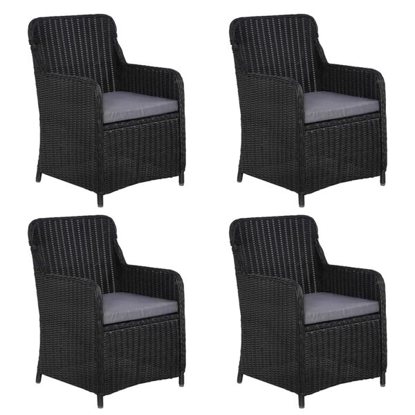 vidaXL 5 r&eacute;szes fekete kerti &eacute;tkezőgarnit&uacute;ra