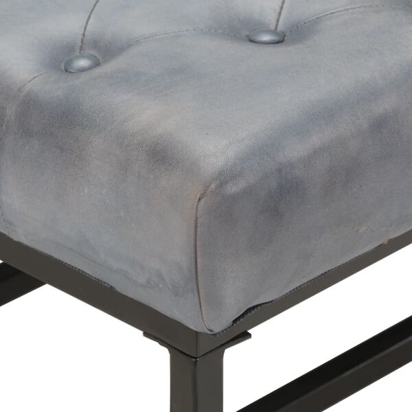 vidaXL szürke valódi bőr puff 80 x 80 x 43 cm