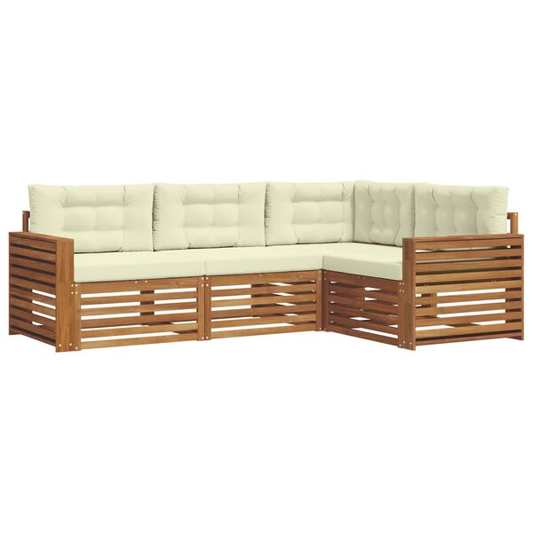 vidaXL K&uuml;lt&eacute;ri kanap&eacute; szett p&aacute;rn&aacute;val 4 pcs Term&eacute;szetes &eacute;s kr&eacute;msz&iacute;nű