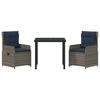 vidaXL Kert &eacute;tkező szett 3 pcs Sz&uuml;rke Poli rattan