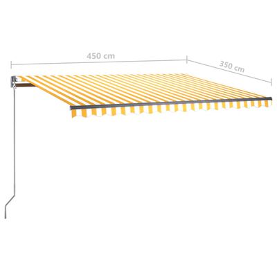 vidaXL sárga-fehér kézzel kihúzható póznás napellenző 450 x 350 cm