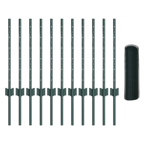 vidaXL Ker&iacute;t&eacute;s oszlopokkal Z&ouml;ld 0,6 x 25 m Ac&eacute;l &eacute;s PVC