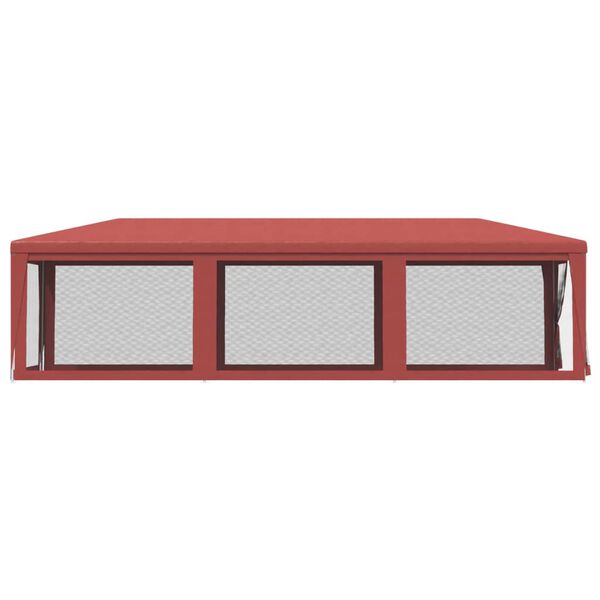 vidaXL piros HDPE rendezvénysátor 8 hálós oldalfallal 3x9 m