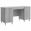 vidaXL Asztal polcokkal Sz&uuml;rke Sonoma 142,5 x 50 x 75 cm Szerelt Fa