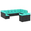 vidaXL 12 db fekete polyrattan kerti kanap&eacute;garnit&uacute;ra p&aacute;rn&aacute;kkal