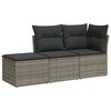 vidaXL 3 r&eacute;szes sz&uuml;rke polyrattan kerti &uuml;lőgarnit&uacute;ra p&aacute;rn&aacute;kkal