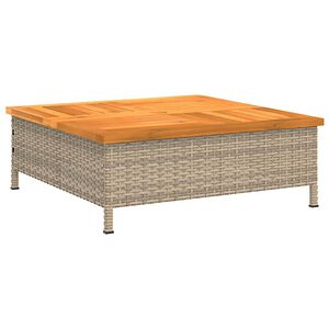 vidaXL b&eacute;zs polyrattan &eacute;s ak&aacute;cfa kerti asztal 70 x 70 x 25 cm