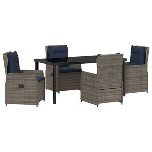 vidaXL Kert &eacute;tkező szett 5 pcs Sz&uuml;rke Poli rattan