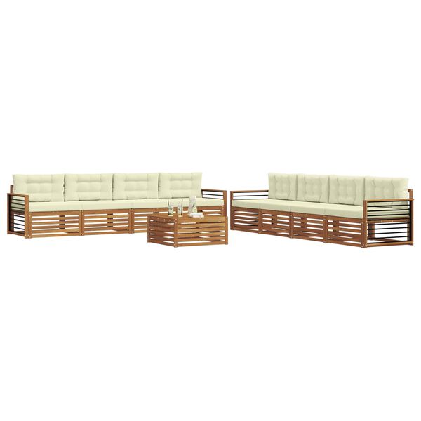 vidaXL K&uuml;lt&eacute;ri kanap&eacute; szett p&aacute;rn&aacute;val 9 pcs Term&eacute;szetes &eacute;s kr&eacute;msz&iacute;nű