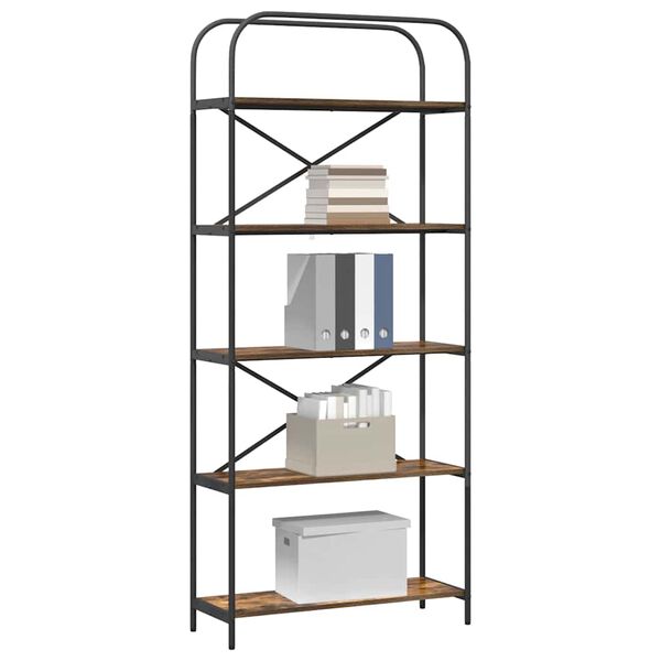 vidaXL K&ouml;nyvespolc F&uuml;st&ouml;lt t&ouml;lgy 80 x 30 x 183 cm Faanyag