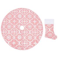 vidaXL fényűző rózsaszín szövet karácsonyfatalp-takaró zoknival 90 cm