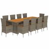 vidaXL 11 r&eacute;szes sz&uuml;rke polyrattan kerti &uuml;lőgarnit&uacute;ra p&aacute;rn&aacute;kkal