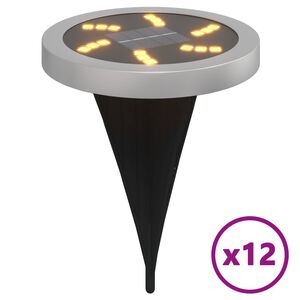 vidaXL 12 db meleg feh&eacute;r napelemes k&uuml;lt&eacute;ri talajl&aacute;mpa t&uuml;sk&eacute;vel