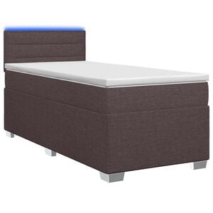 vidaXL Boxspring &aacute;gy matraccal &eacute;s LED-del S&ouml;t&eacute;t Barna 90 x 190 cm