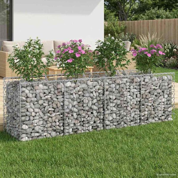 vidaXL Gabion emelt &aacute;gy Ez&uuml;st 200 x 50 x 60 cm Horganyzott ac&eacute;l