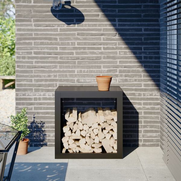 vidaXL fekete ac&eacute;l tűzifat&aacute;rol&oacute; 60 x 40 x 60 cm