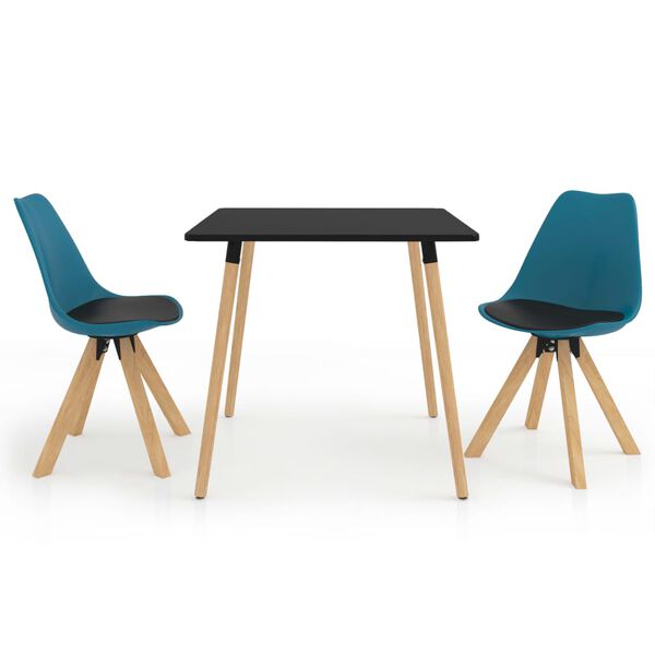 vidaXL 3 r&eacute;szes fekete &eacute;s t&uuml;rkizk&eacute;k &eacute;tkezőszett