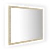 vidaXL sonoma t&ouml;lgy akril LED-es f&uuml;rdőszobai t&uuml;k&ouml;r 60x8,5x37 cm