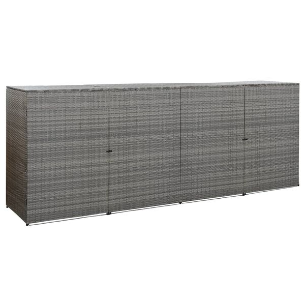 vidaXL antracit polyrattan kukatároló 4 kerekes kukához 305x78x120 cm