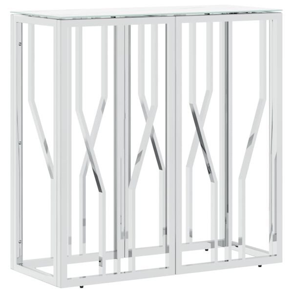 vidaXL ezüstszínű üveg és rozsdamentes acél tálalóasztal 70x30x70 cm