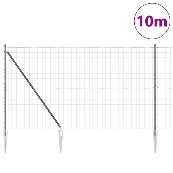 vidaXL Kerítés oszlopokkal Szürke 1.5 x 10 m Acél