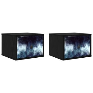 vidaXL Fali &eacute;jjeli szekr&eacute;ny RAALTE 2 db Fekete T&ouml;lgy 36 x 33 x 25 cm