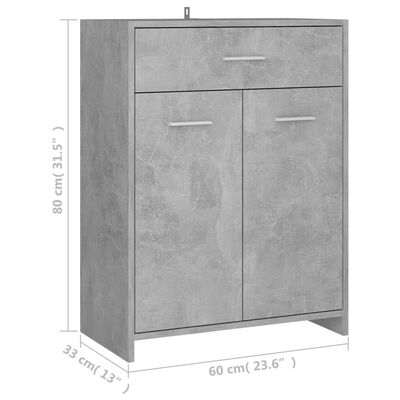 vidaXL betonszürke forgácslap fürdőszobaszekrény 60 x 33 x 80 cm