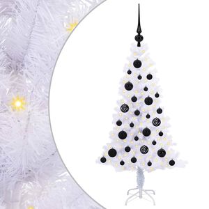vidaXL Mű kar&aacute;csonyfa 150 LED-del &aacute;llv&aacute;nnyal Feh&eacute;r 120 cm PVC &eacute;s Ac&eacute;l