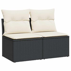 vidaXL 2 r&eacute;szes fekete polyrattan ak&aacute;cfa kerti &uuml;lőgarnit&uacute;ra p&aacute;rn&aacute;val