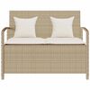 vidaXL bézs polyrattan kerti tárolópad párnával