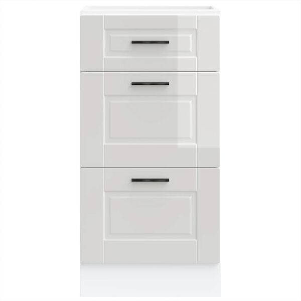 vidaXL konyhai als&oacute;szekr&eacute;ny "Porto" magasf&eacute;nyű feh&eacute;r, r&eacute;tegelt fa