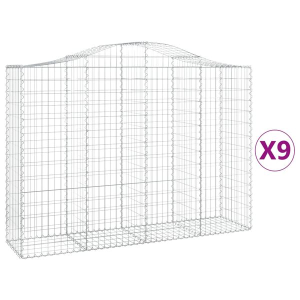 vidaXL 9 db íves horganyzott vas gabion kosár 200x50x140/160 cm