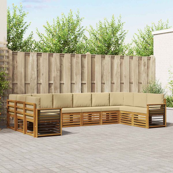 vidaXL &Uuml;lőgarnit&uacute;r&aacute;k p&aacute;rn&aacute;val 10 pcs Term&eacute;szetes &eacute;s b&eacute;zs T&ouml;m&ouml;r Ak&aacute;cfa