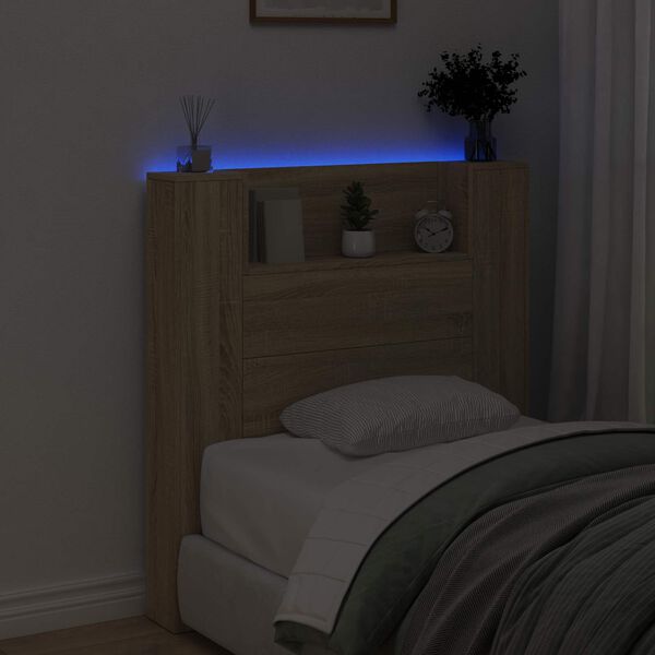 vidaXL Fejt&aacute;mla polcokkal Sonoma t&ouml;lgy 100 x 16,5 x 103,5 cm Faanyag