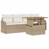 vidaXL Kerti Kanap&eacute; Szett 5 db Beige &eacute;s kr&eacute;m polirattan