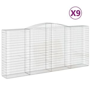vidaXL 9 db &iacute;ves horganyzott vas gabion kos&aacute;r 400x50x180/200 cm