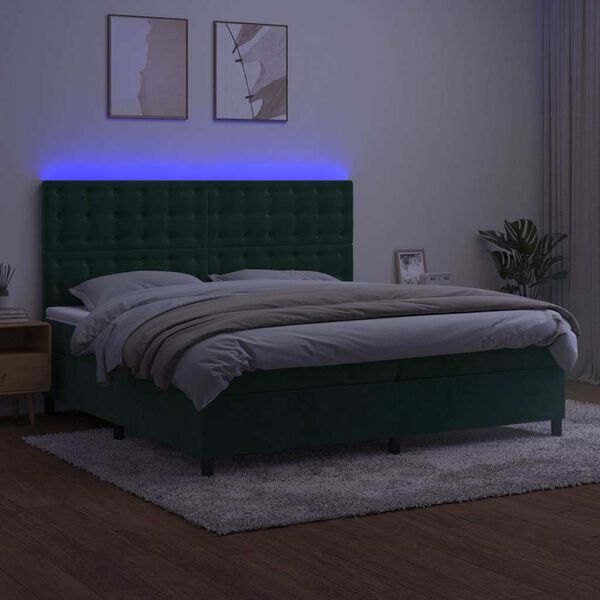 vidaXL s&ouml;t&eacute;tz&ouml;ld b&aacute;rsony rug&oacute;s &eacute;s LED-es &aacute;gy matraccal 200x200 cm