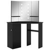 vidaXL fekete sarok f&eacute;s&uuml;lk&ouml;dőasztal LED vil&aacute;g&iacute;t&aacute;ssal 111x54x141,5 cm