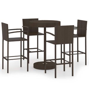vidaXL 5 r&eacute;szes barna polyrattan kerti b&aacute;rszett