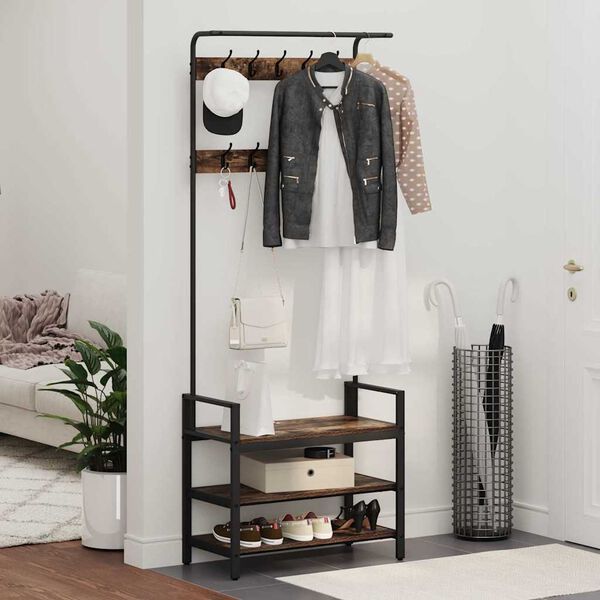 vidaXL Kab&aacute;thorog polcokkal F&uuml;st&ouml;lt t&ouml;lgy 75 x 34 x 184 cm Faanyag