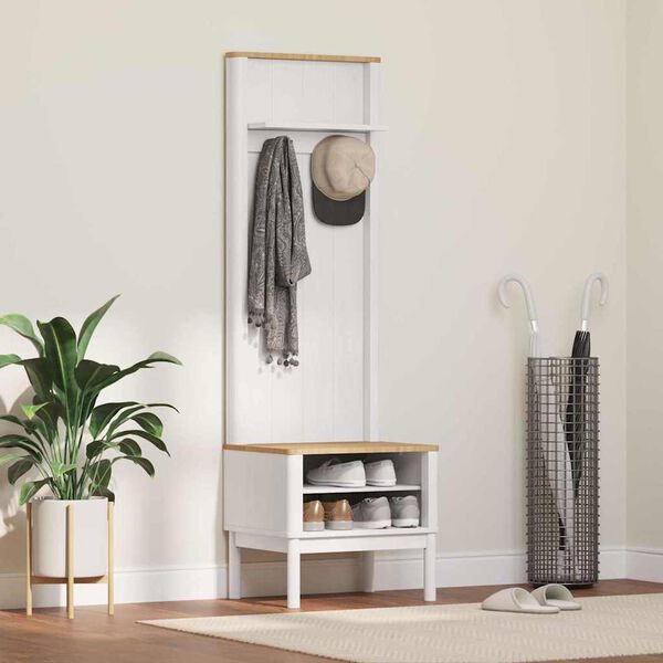 vidaXL Előszobafal FLORO Feh&eacute;r 50 x 40 x 158 cm T&ouml;m&ouml;r fenyőfa