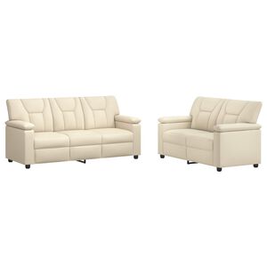 vidaXL Kanap&eacute; Szett 2 pcs Kr&eacute;msz&iacute;nű Műbőr