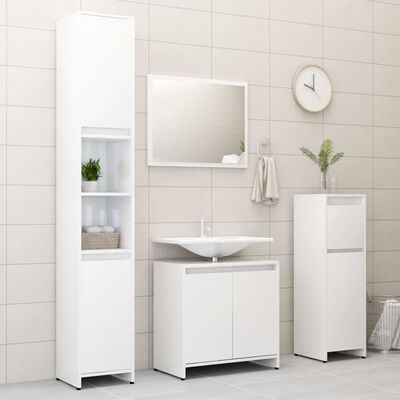 vidaXL magasfényű fehér forgácslap fürdőszobaszekrény 60 x 33 x 61 cm