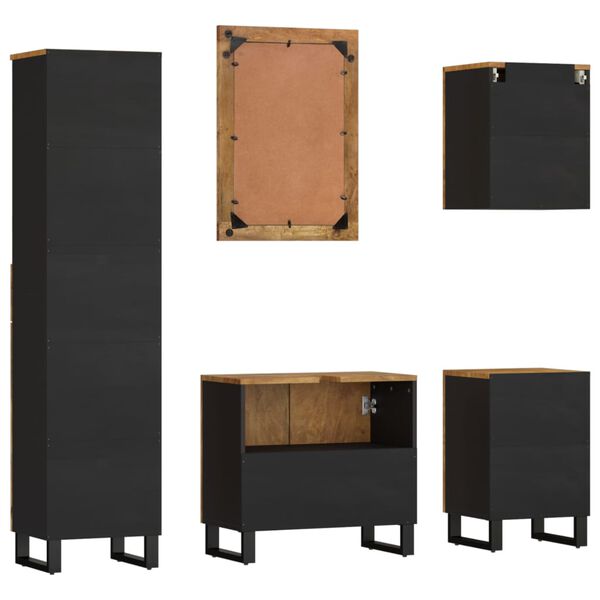 vidaXL 5 részes tömör mangófa fürdőszobai bútorszett