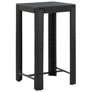 vidaXL fekete polyrattan kerti b&aacute;rasztal 60,5 x 60,5 x 110,5 cm