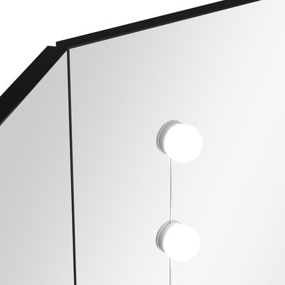 vidaXL fekete sarok fésülködőasztal LED világítással 111x54x141,5 cm